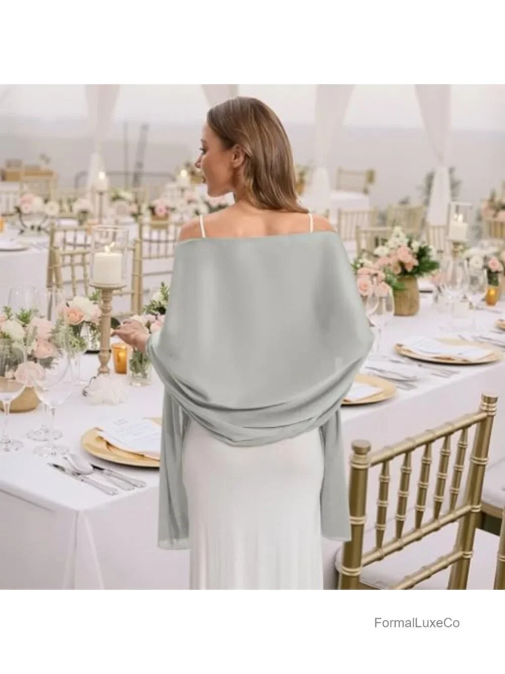 Satin Shawl Wrap with Buckle Evening Formal Wedding Cover Up